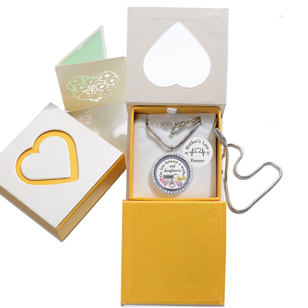 Mom Love Gift, Mother Memory Floating Locket with Birthstones Charm