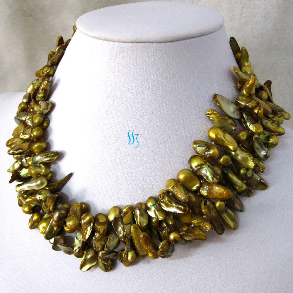 49″ 6-7mm Olive Baroque Mother of Freshwater Pearl Necklace