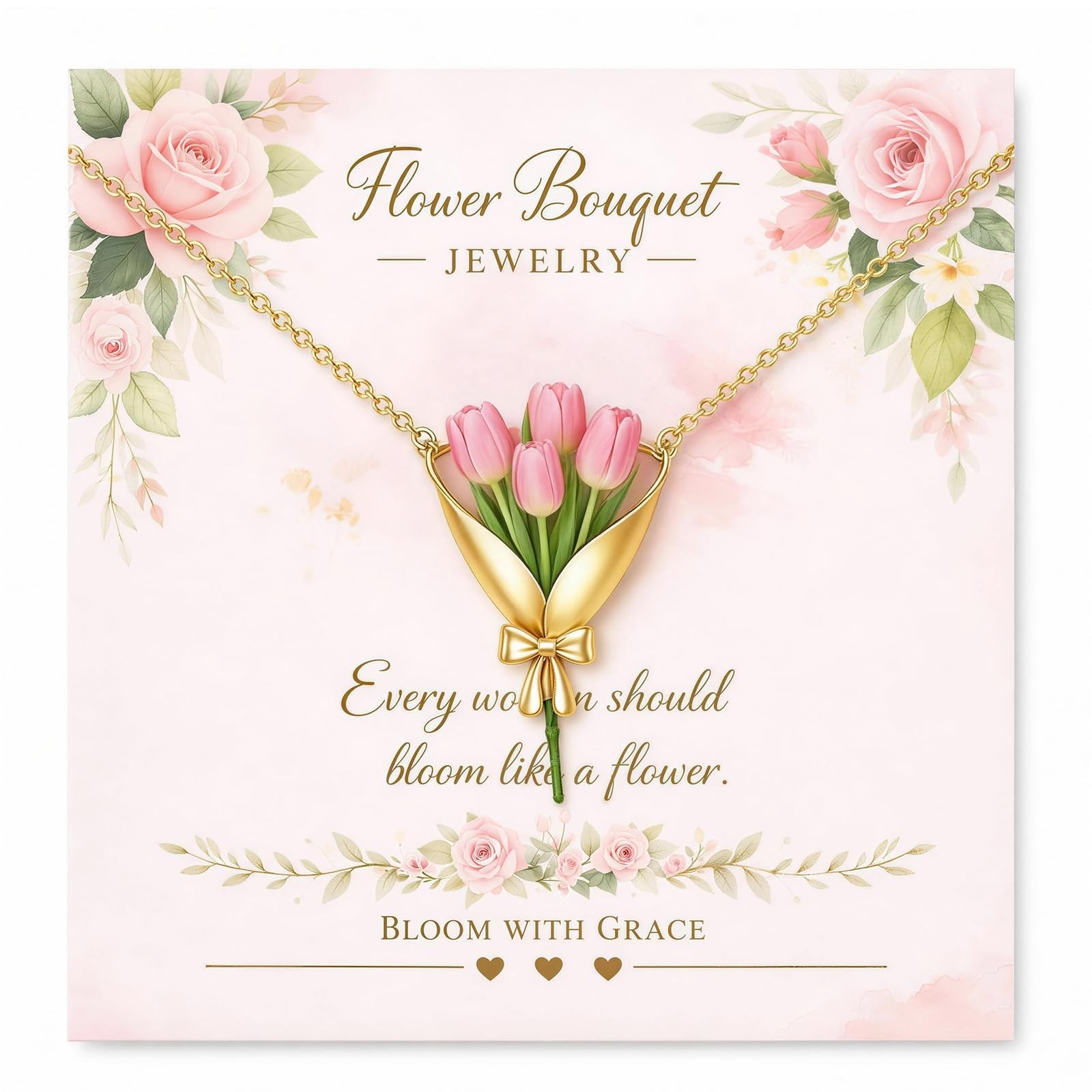 Flower Holder Necklace DIY Flower Bouquet Necklace Floral Vase Pendant for Gr…