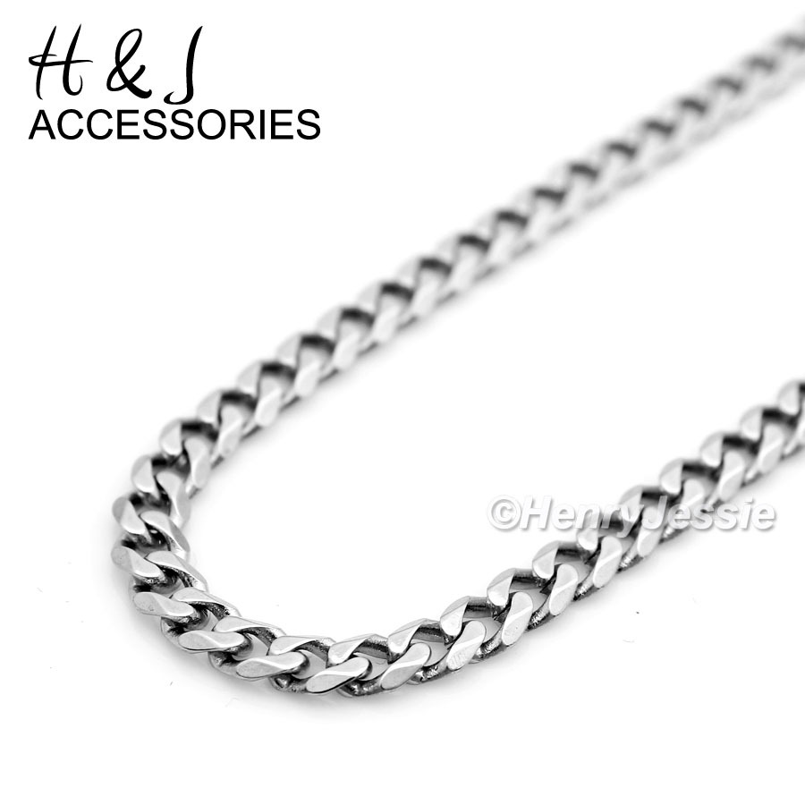 18-36″MEN Stainless Steel 3mm Silver Miami Curb Chain Blue Rhinestone Pendant*98