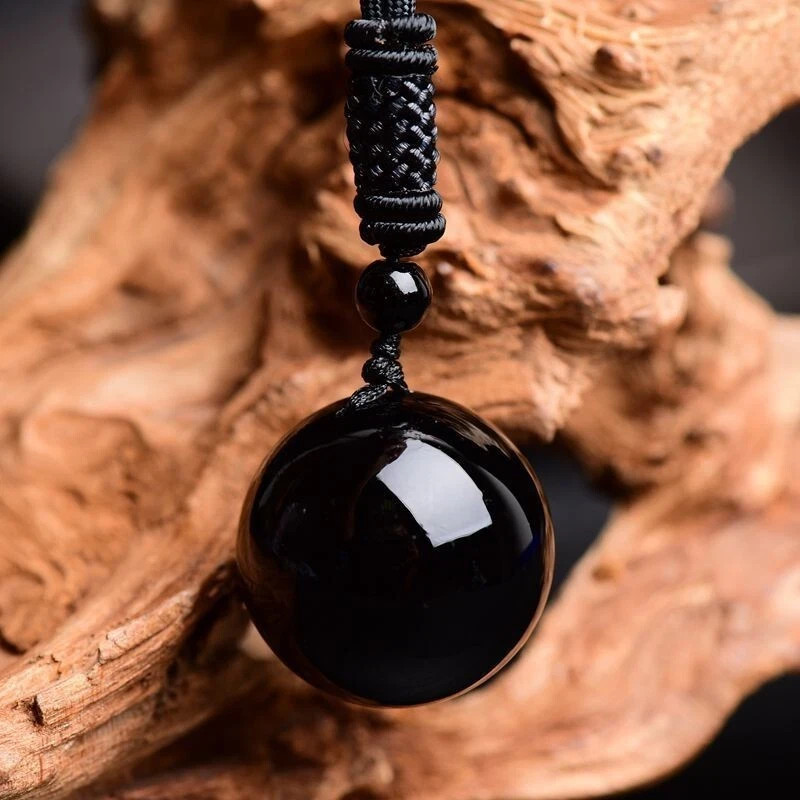 Rainbow Obsidian Pendant 16MM Stone Beaded Necklace Women Men Cord Jewelry