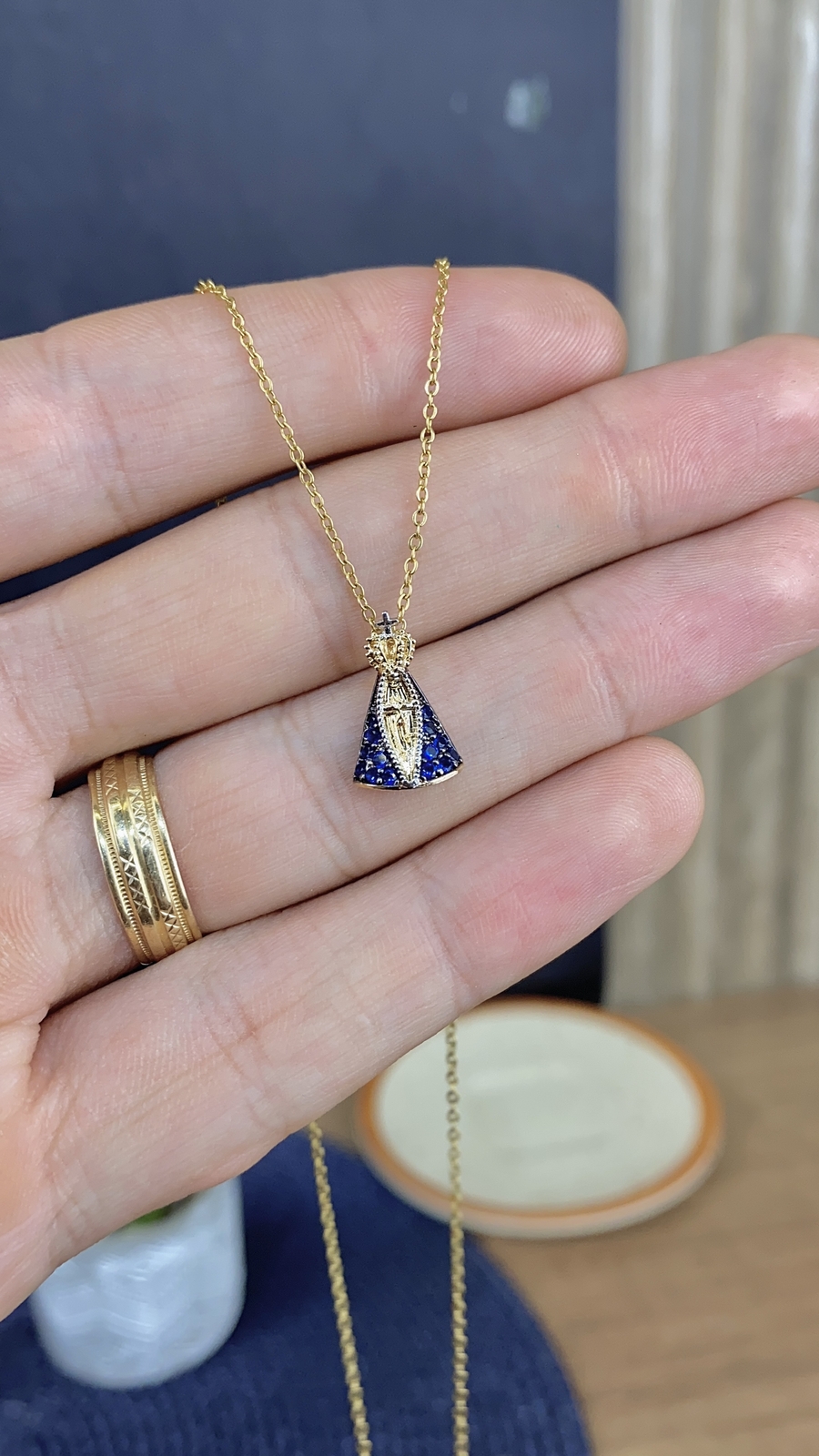 Colar e Pingente de Nossa Senhora Aparecida 18K Gold Filled Elegant Necklace 18″