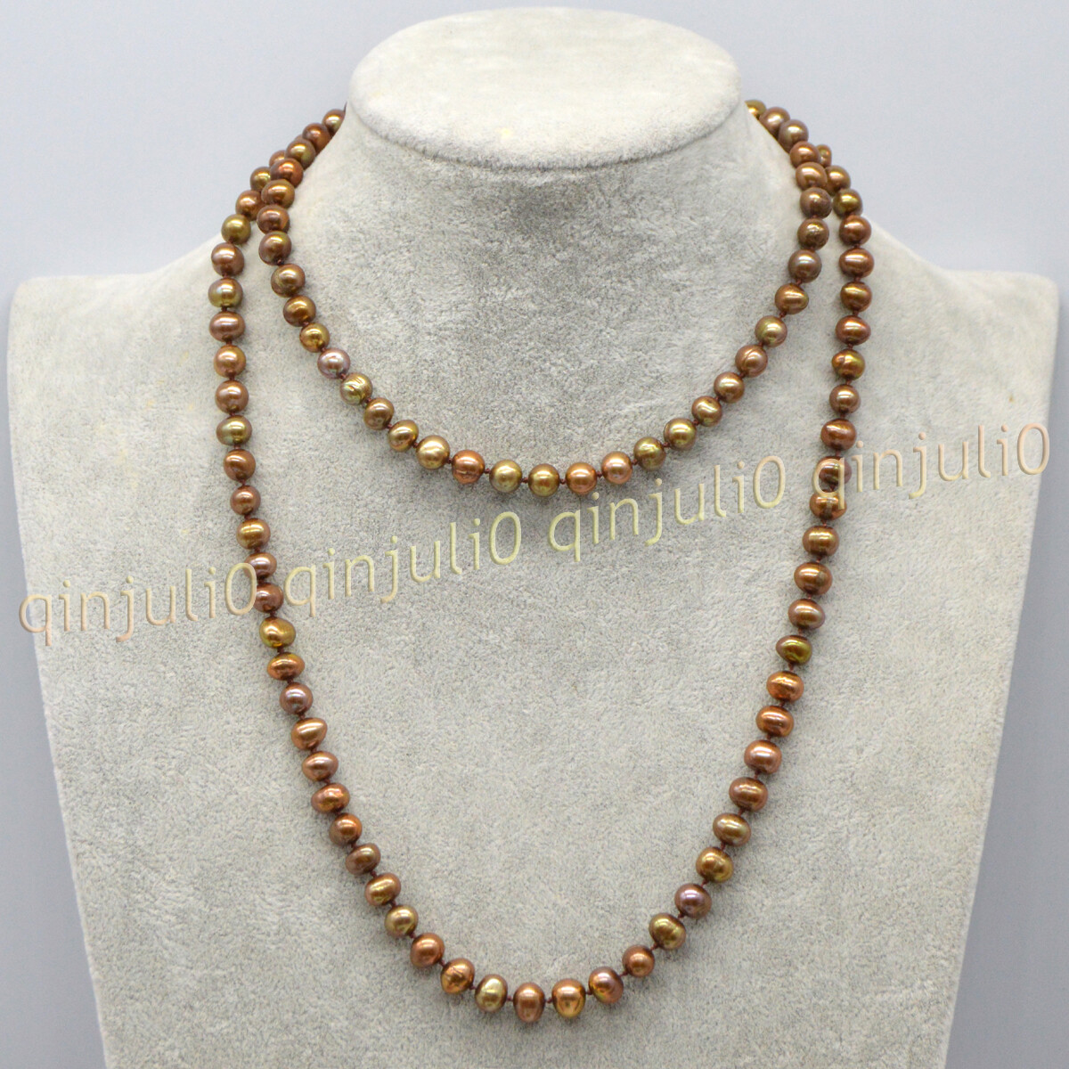 Real Natural 7-8mm Coffee Freshwater Cultured Pearl Necklace 16-100inches