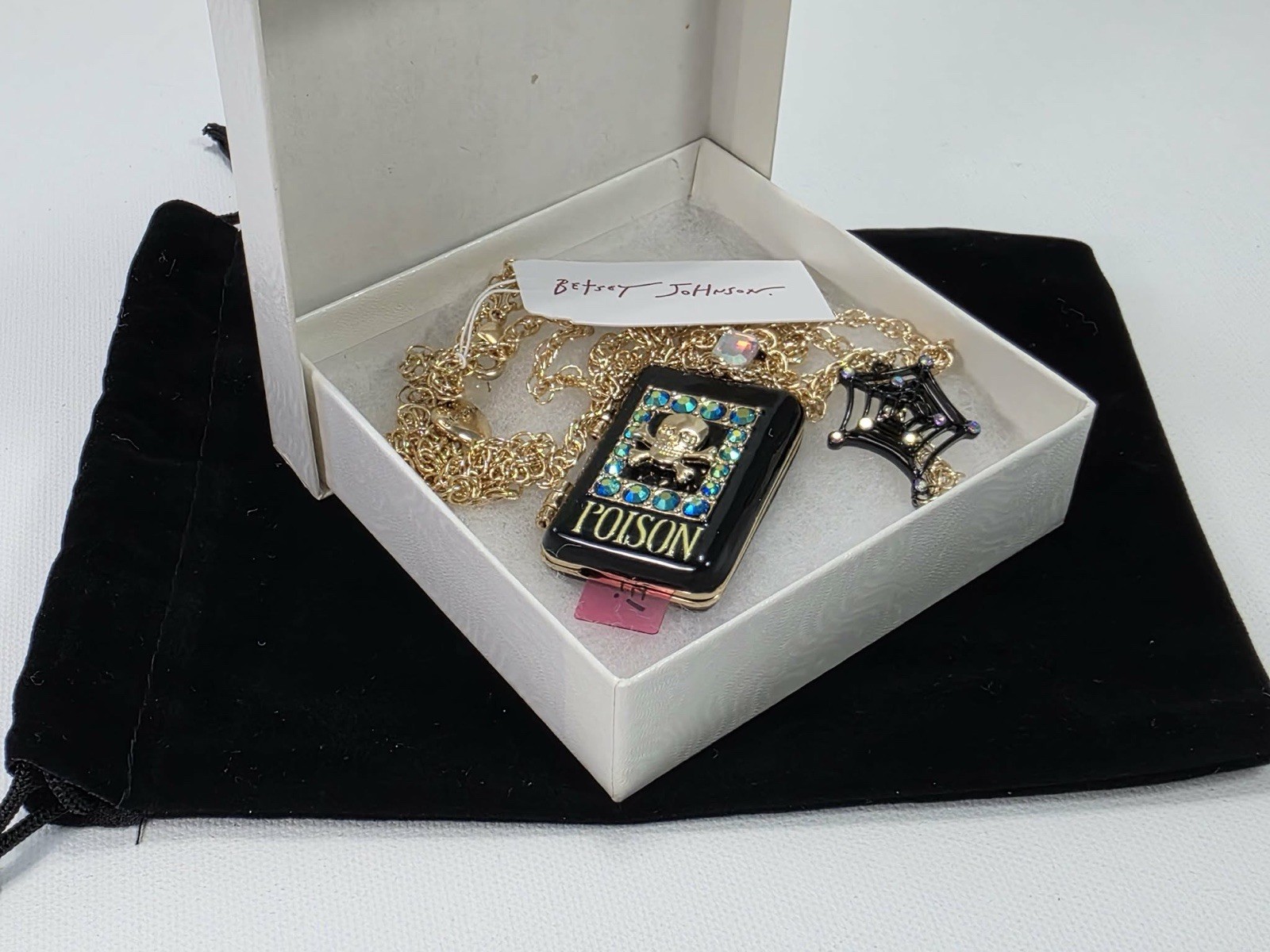 Halloween Betsey Johnson Long Pendant Poison Bottle Necklace Locket Snake NWT