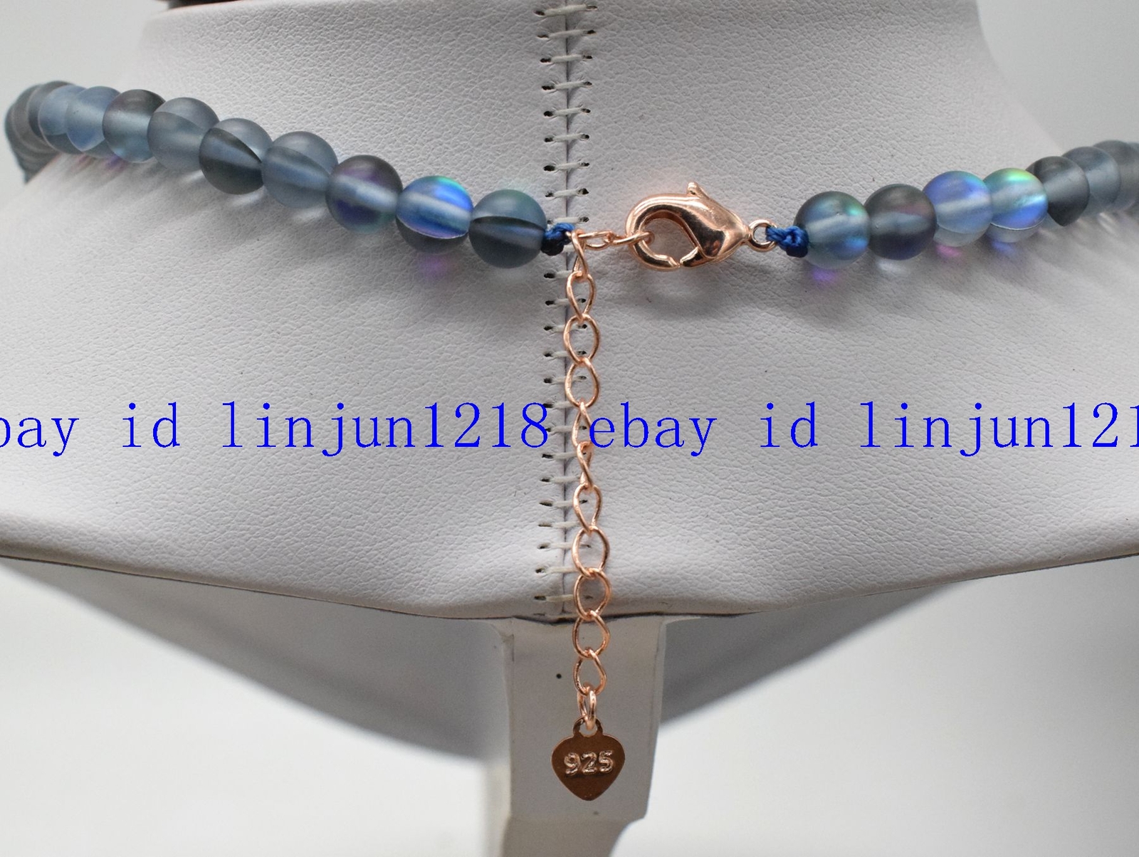NEW 6-12/10MM Gray Gleamy Rainbow Moonstone Gemstone Bracelet Necklace18/7.5 in