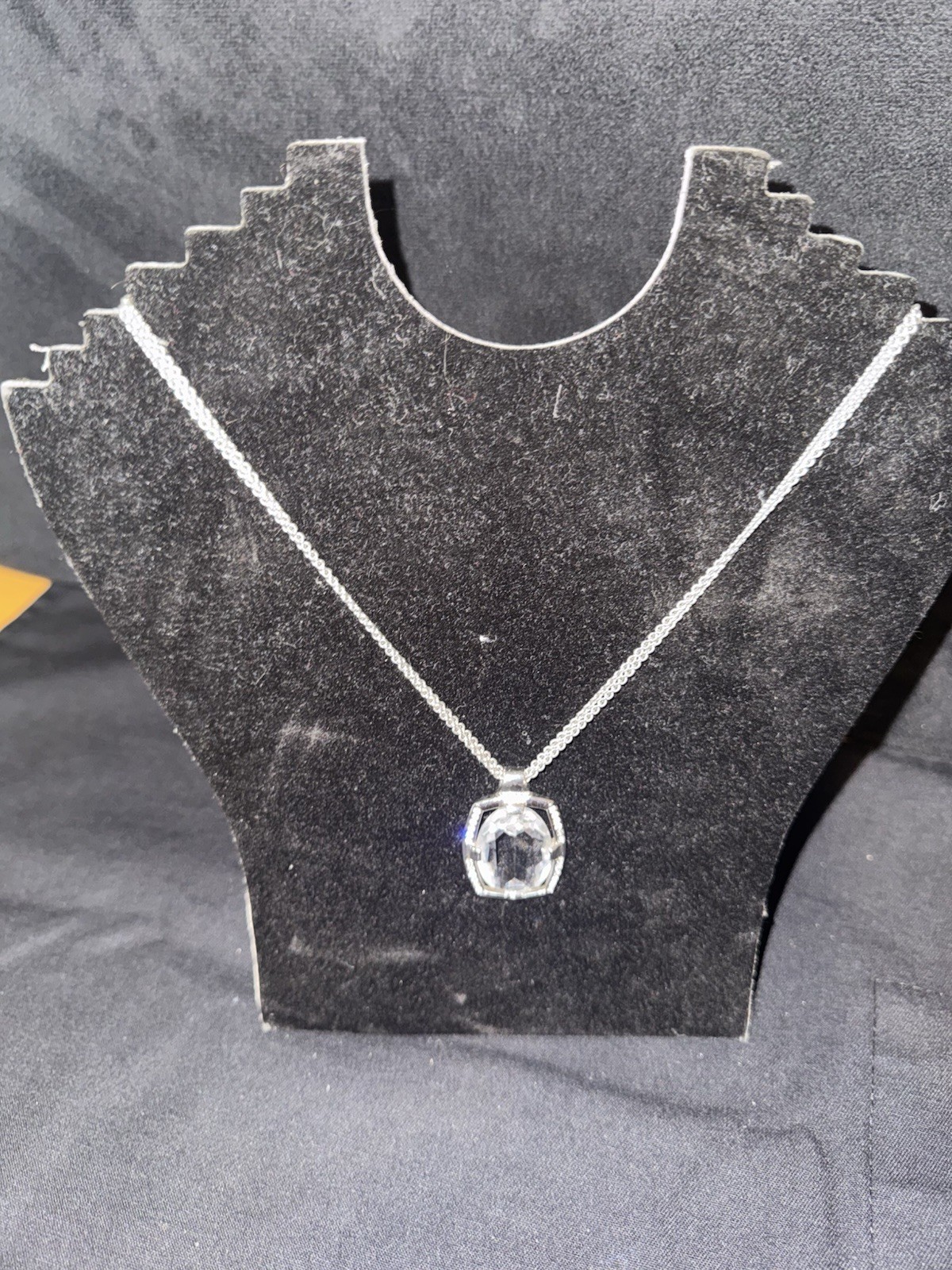 Swarovski Necklace Rhodium Finish With Swan Logo