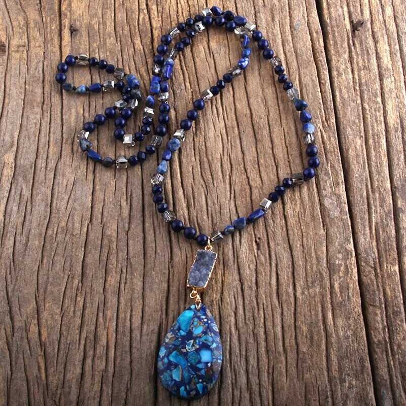Fashion Jewelry Natural Random Shape Stones Semi Precious Pendant Necklaces