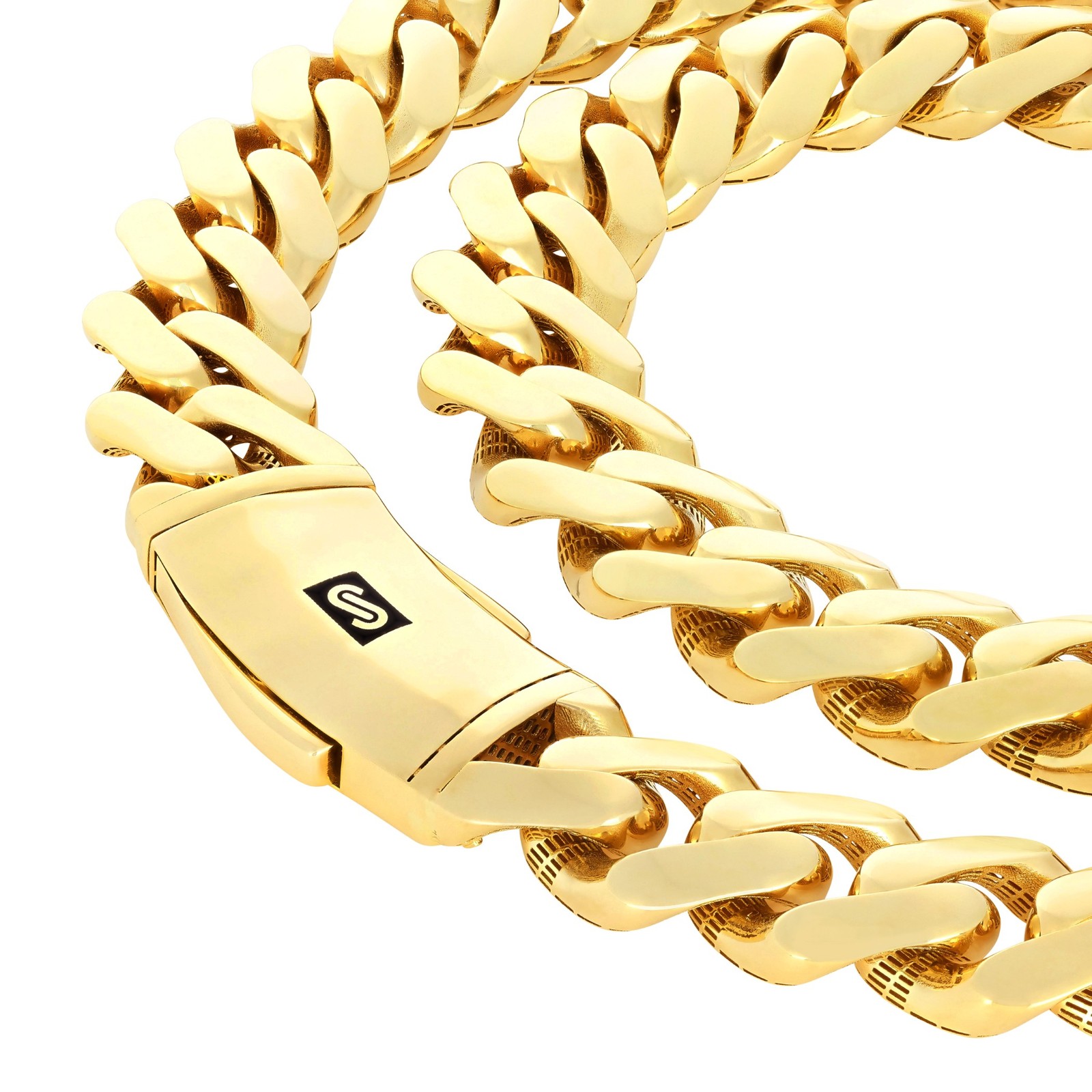 10K Yellow Gold Miami Cuban Royal Monaco Chain 5mm-20mm Necklace Bracelet 6″-30″