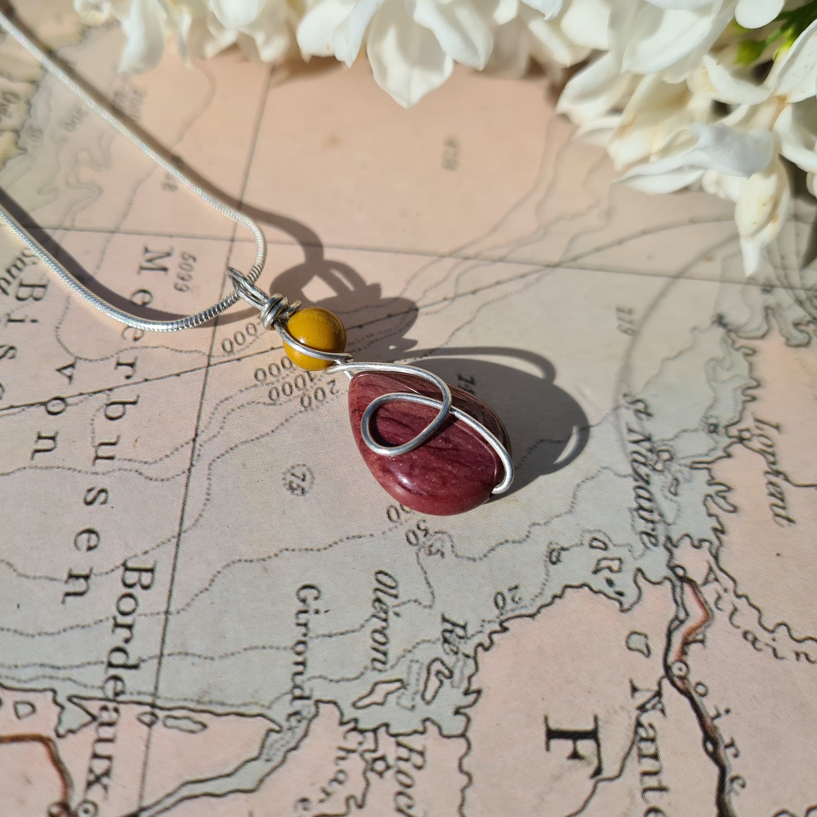 Mookaite Wrapped Beads Pendant