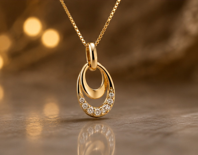 1.00Ct Round Cut Moissanite VVS1 3-Stone Pendant Necklace 14K Yellow Gold Plated