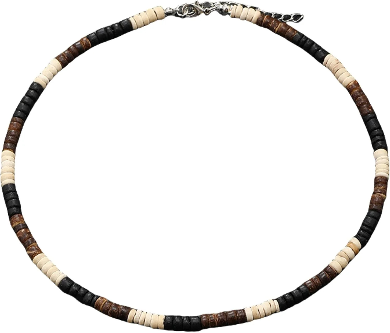 Puka Shell Necklace for Men Surfer Seashell Coffee + white + black