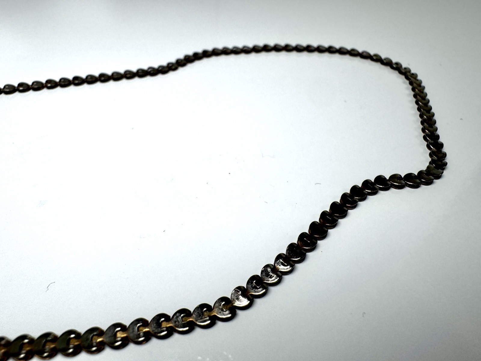 Gold Tone Tennis Style Necklace Spring Ring Signed Star Clasp Metal #1549
