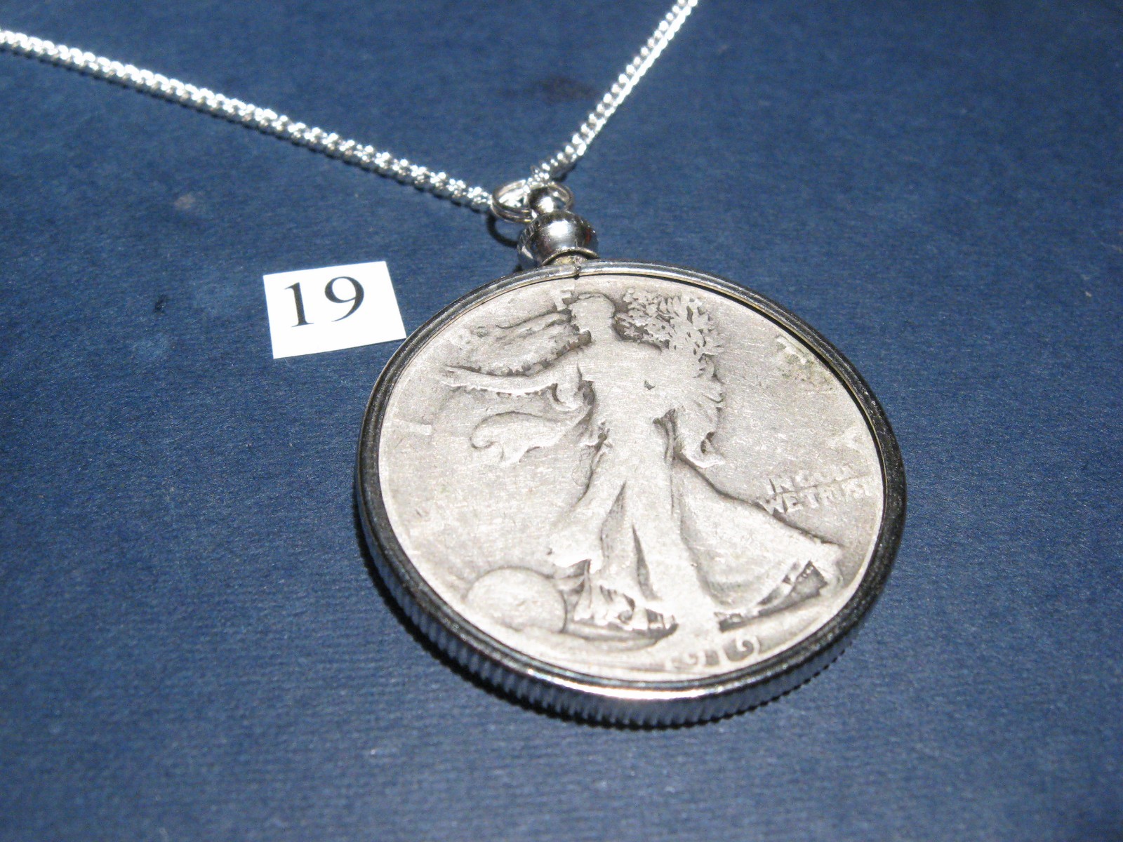 Necklace pendant ~ 1919 Lady Liberty Silver Half Dollar ~Women’s Suffrage