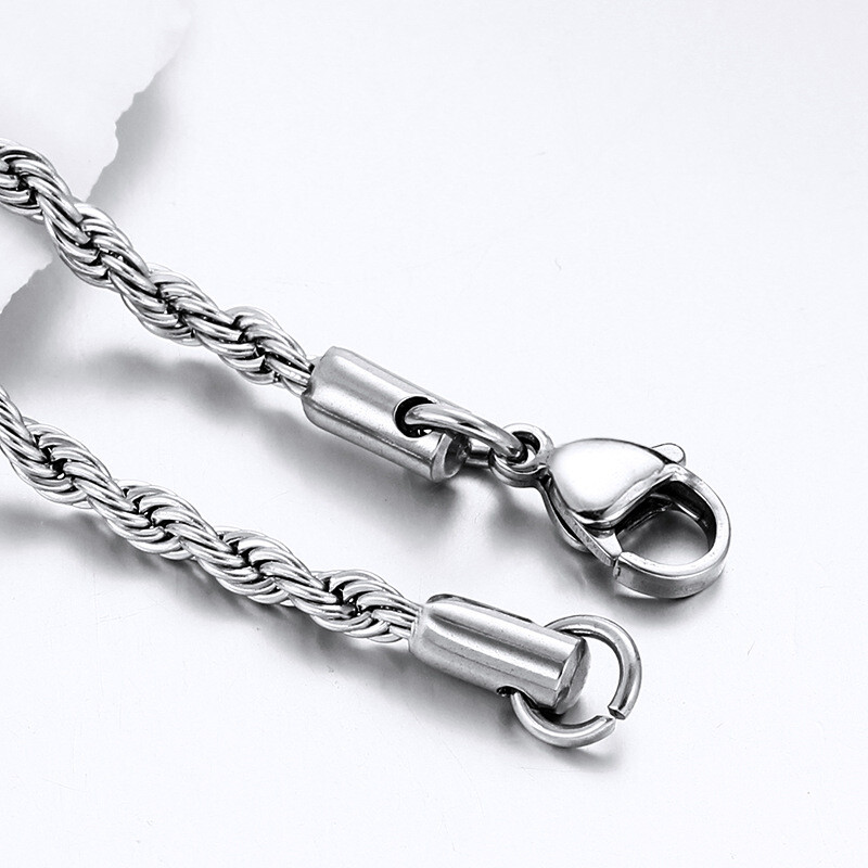 2.5/3mm Wholesale 316L Stainless Steel Women Men Rope Chains Necklaces 18-32”