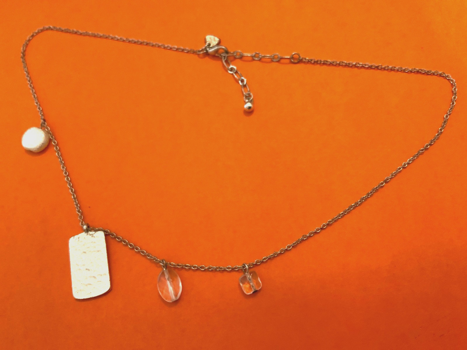 ID Signet tag Coin Pearl crystal AEO American Eagle outfitters dainty necklace