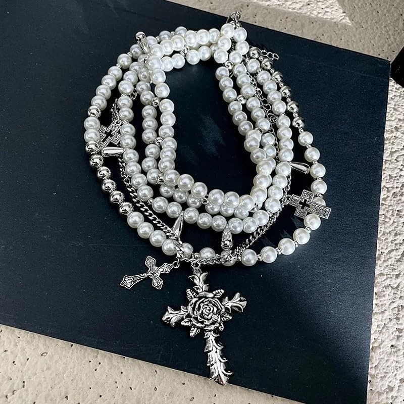 Fashion-Forward Gothic Pearl Necklace with Adjustable Length – For Individuality