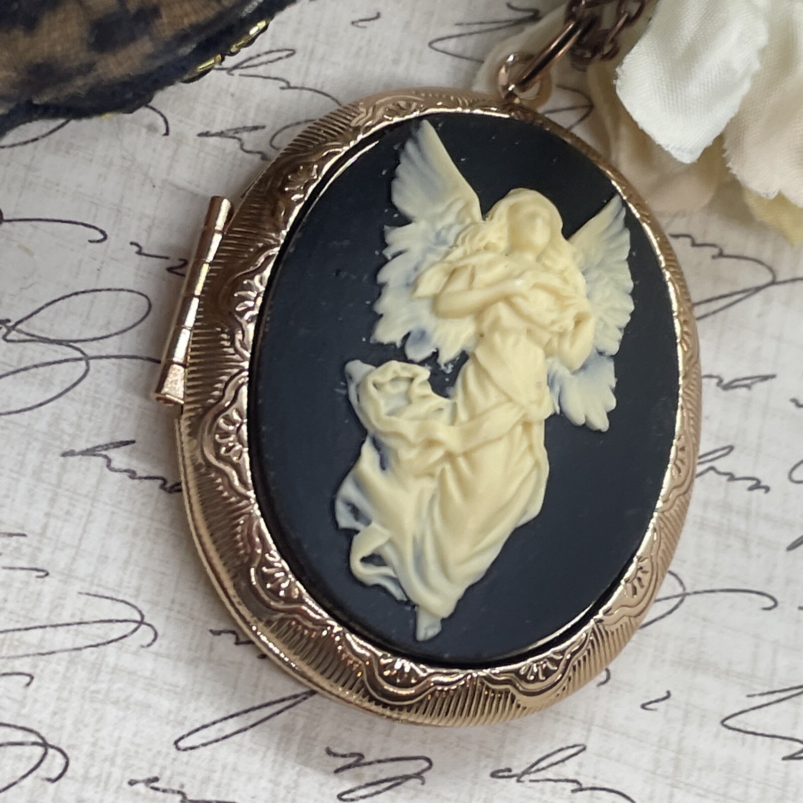 Angel Wedding Anniversary Birthday Rose Gold gift Bridal Bridesmaid Photo Locket