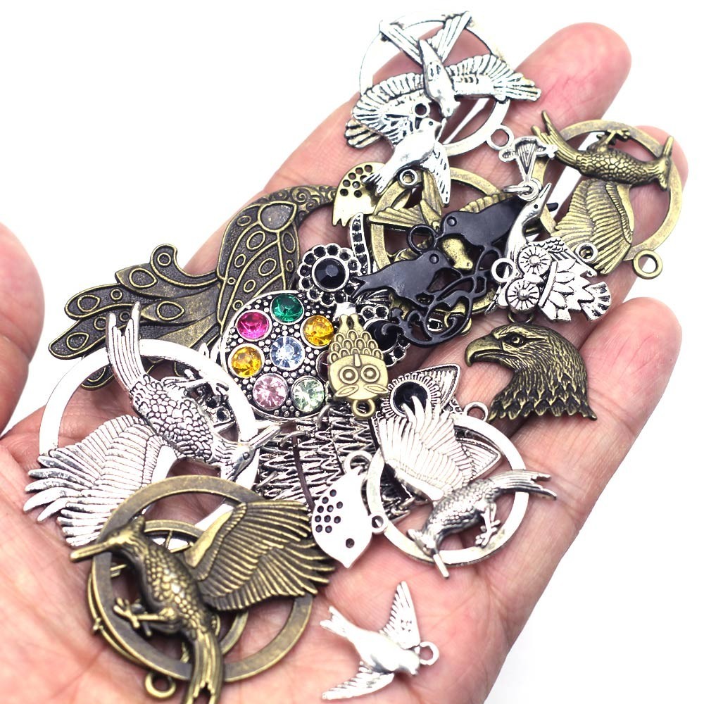 Mixed Butterfly Wings Flower Heart Moon Key Charm Pendants DIY Crafts Supplies