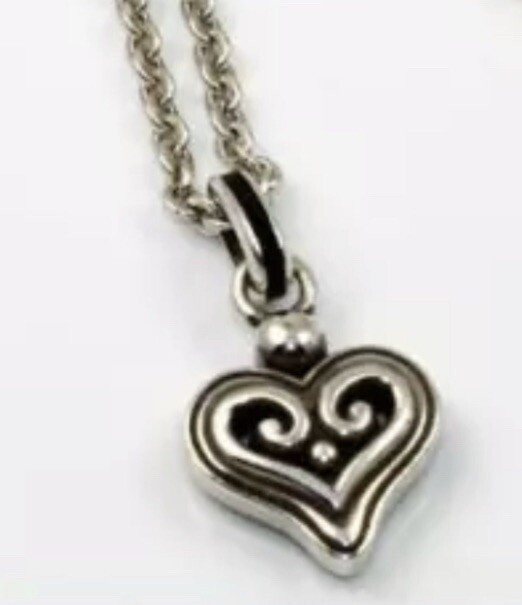 Brighton Silver Black Enamel Crystal Alcazar Mystique Heart Pendant Necklace NWT