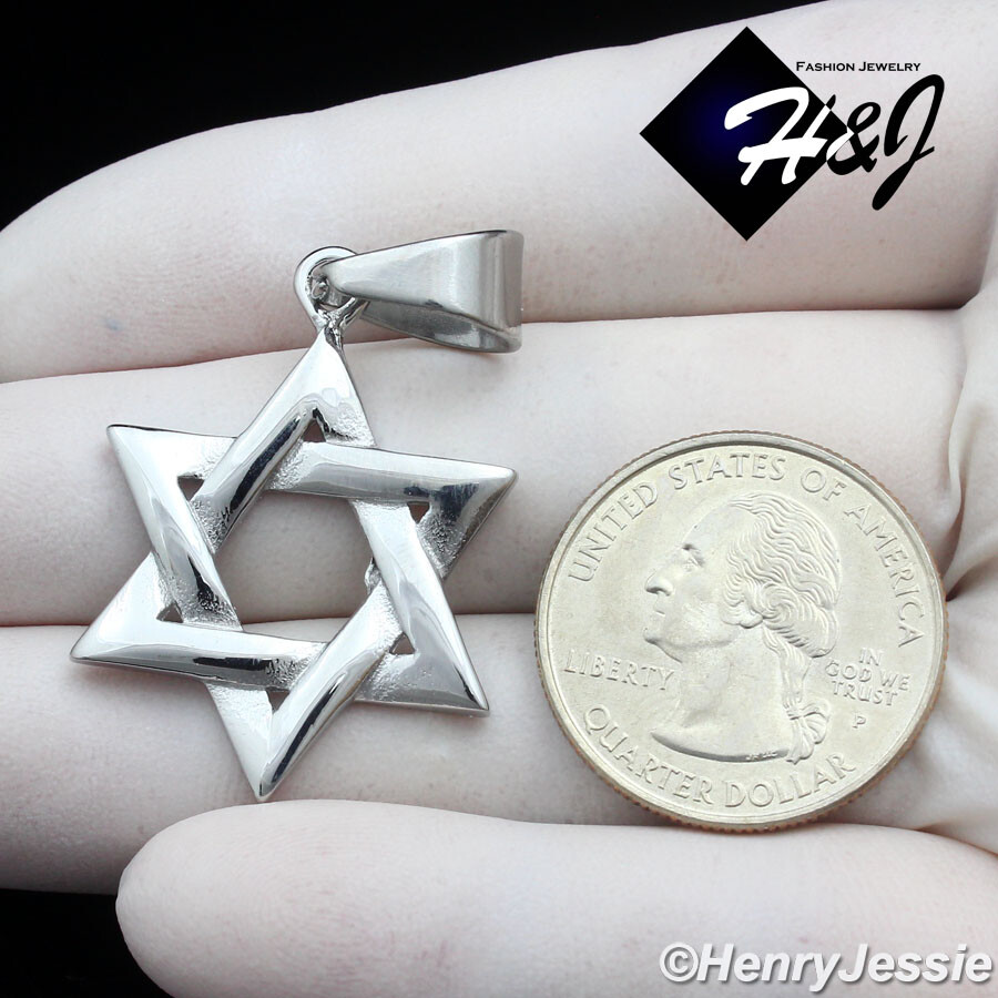 MEN’s Stainless Steel Silver Jewish Star of David Charm Pendant*P137