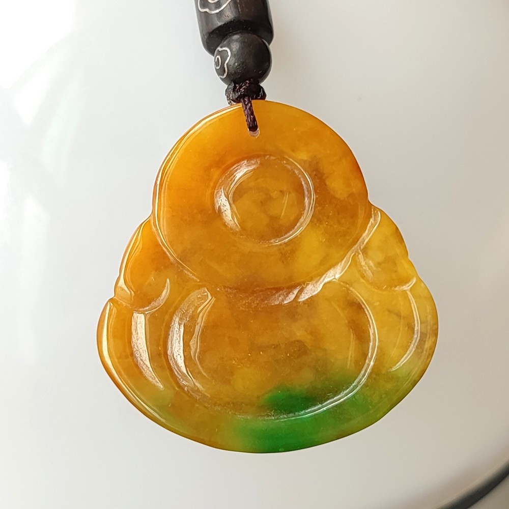 Certified Grade A Red Yellow Green Natural Burma Jade jadeite Buddha Pendant 250