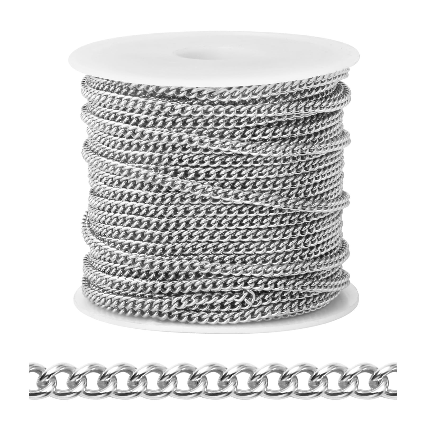 Curb Chains 66 FT 2mm 304 Stainless Steel Flat Twisted Links Bulk Roll Spool