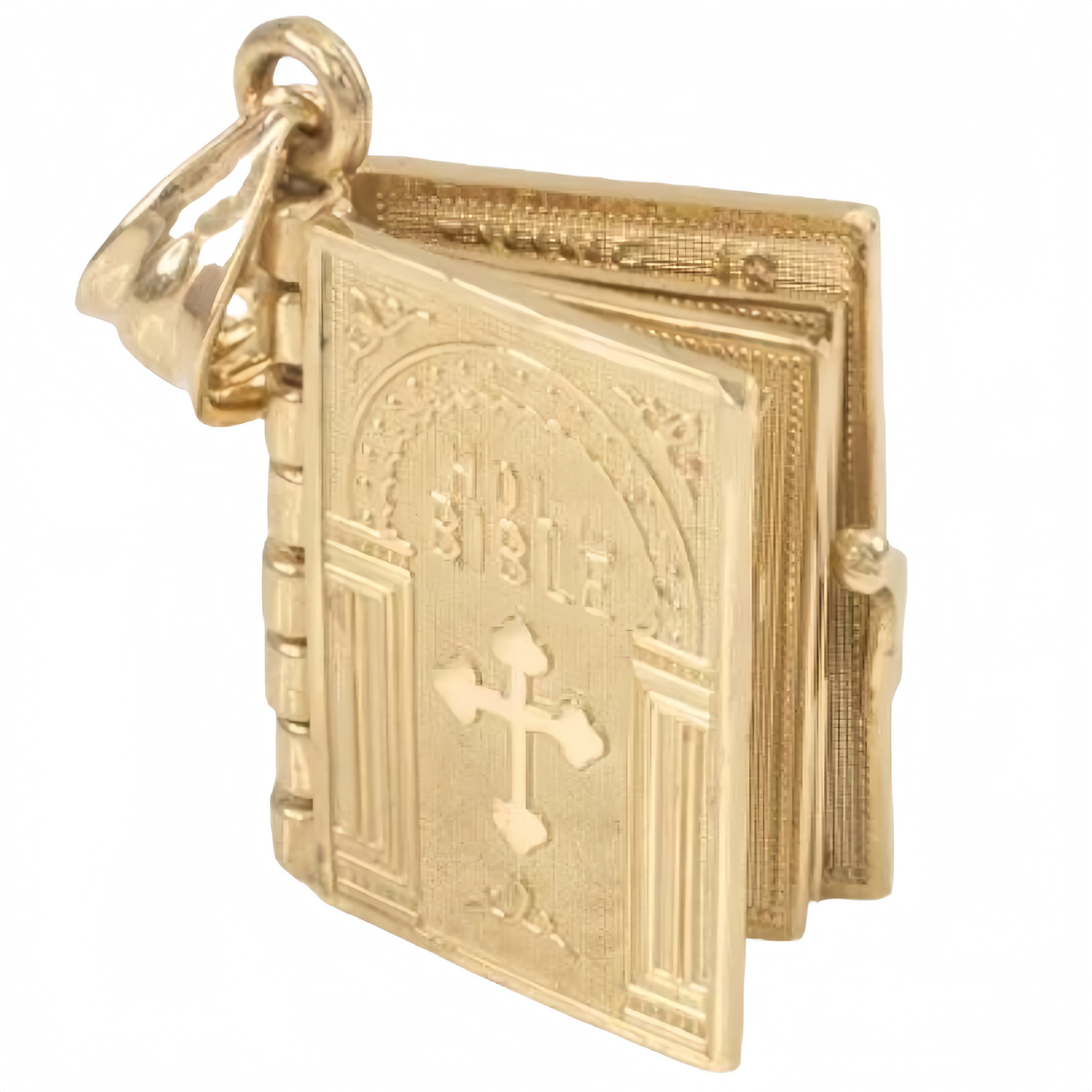 Bible Book Pendant Necklace Vintage Gold Cross Unique Jewelry For Men Women US