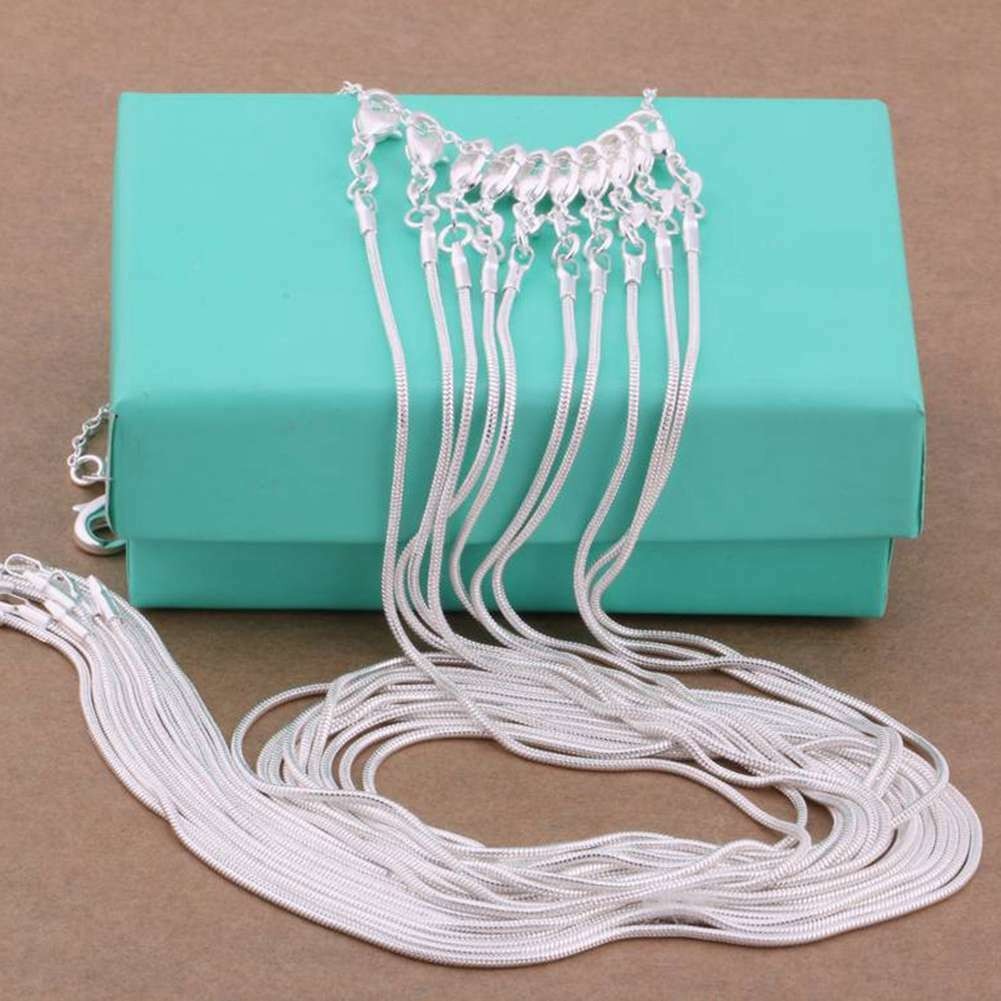 10pcs Hot Sale 925 Sterling Solid Silver 1mm Snake Chain Necklace Jewelry Gift