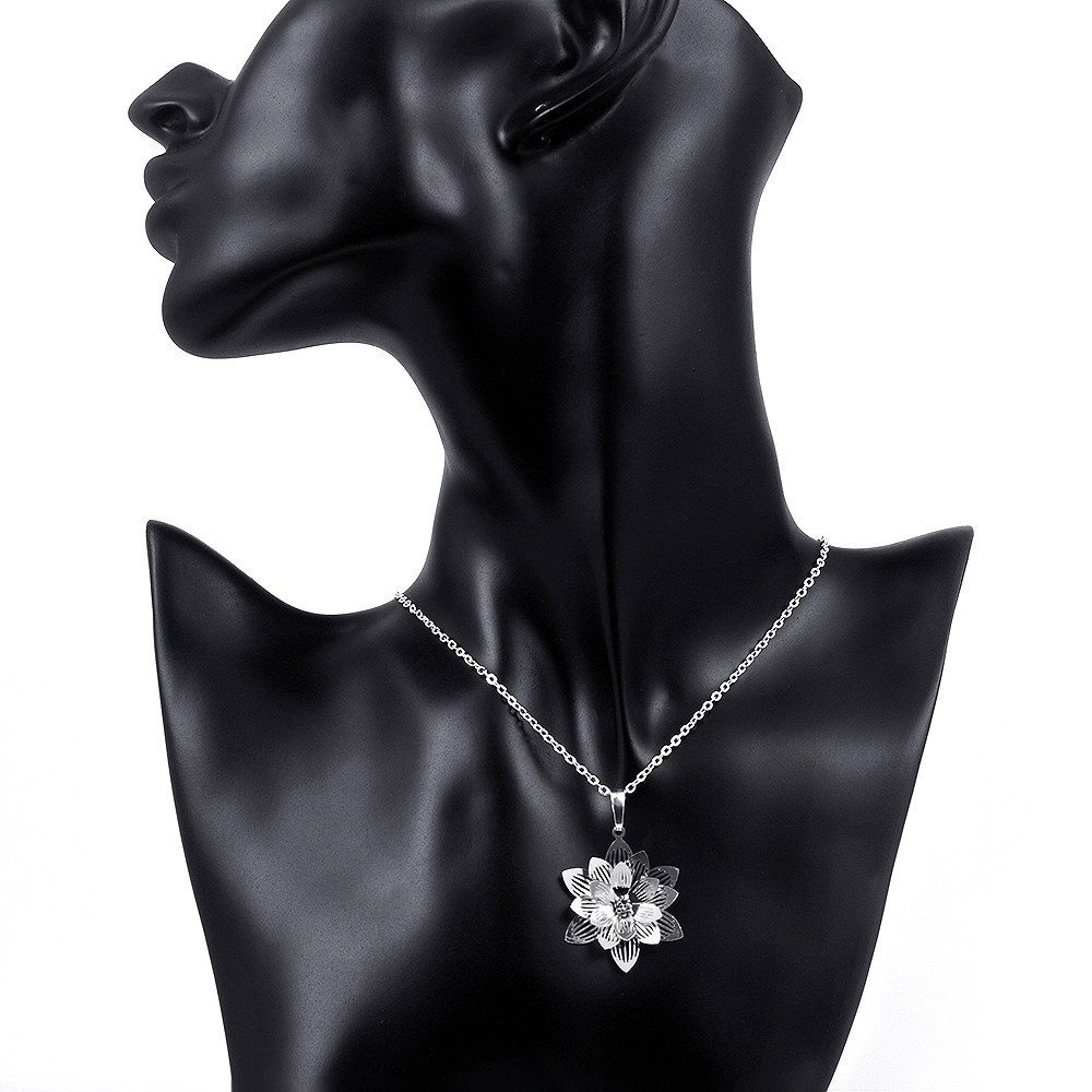 Classic 925 Sterling Silver Filled SF Flora CZ Pendant Necklace N-A650 Gift
