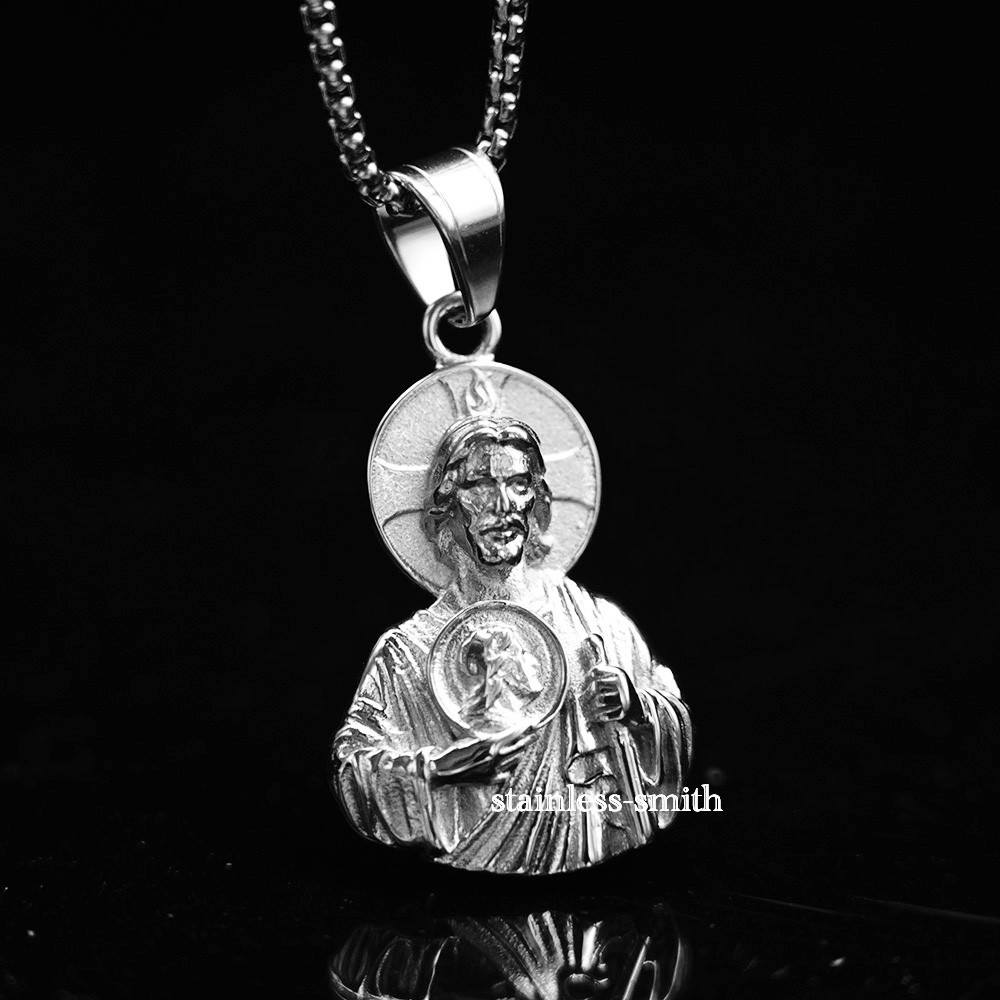 SMITH Mens St Saint Jude Religious Medallion Medal Pendant Necklace For Men
