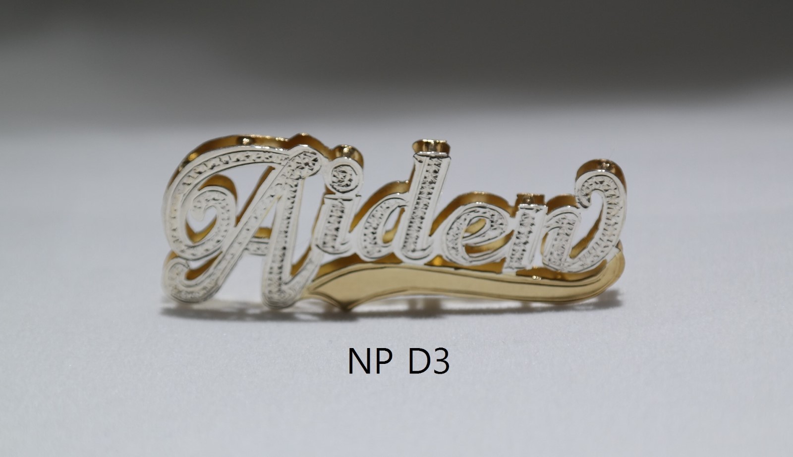 PERSONALIZED DOUBLE NAME PLATE (10k,14k,Silver gold overlay)