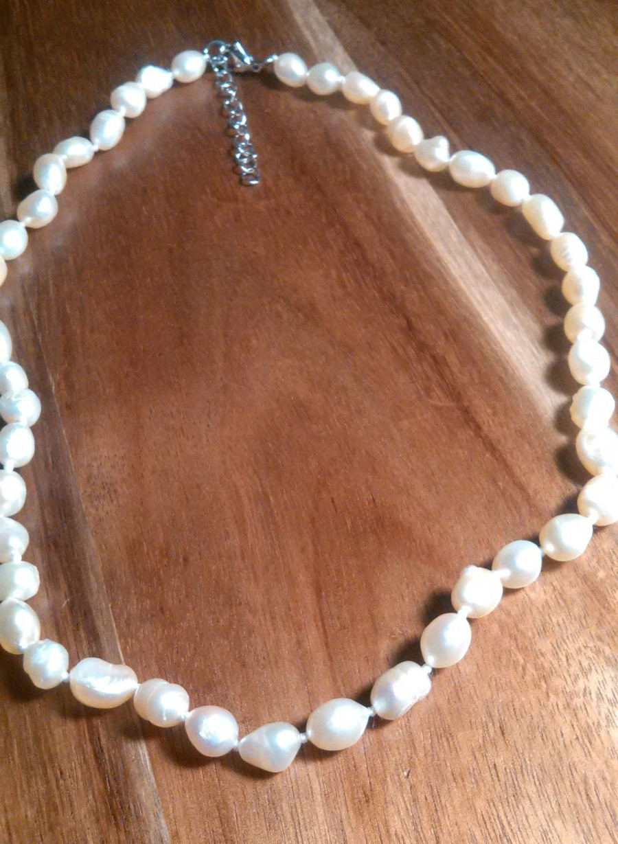 Genuine Peach Freshwater Pearl Stainless Steel Necklace (18 Inch)
