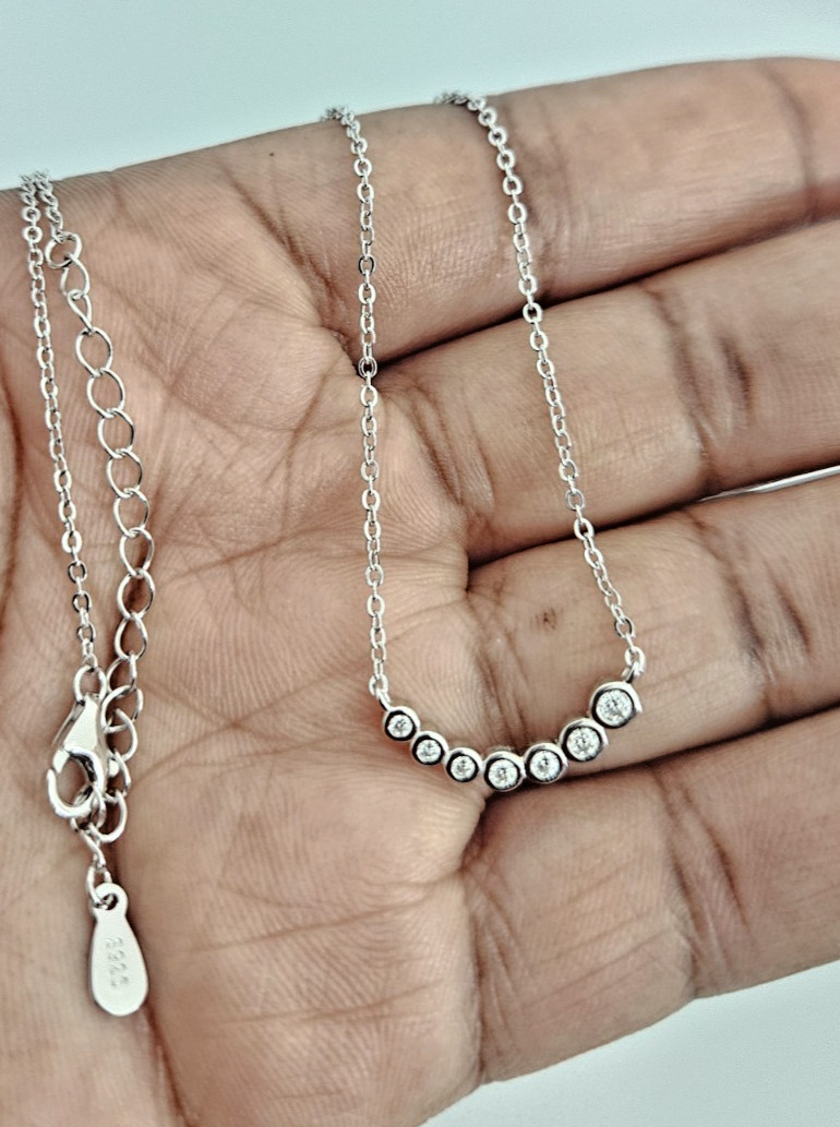 Moissanite Sterling Silver Necklace for Women 925 Wedding Engagement Necklace