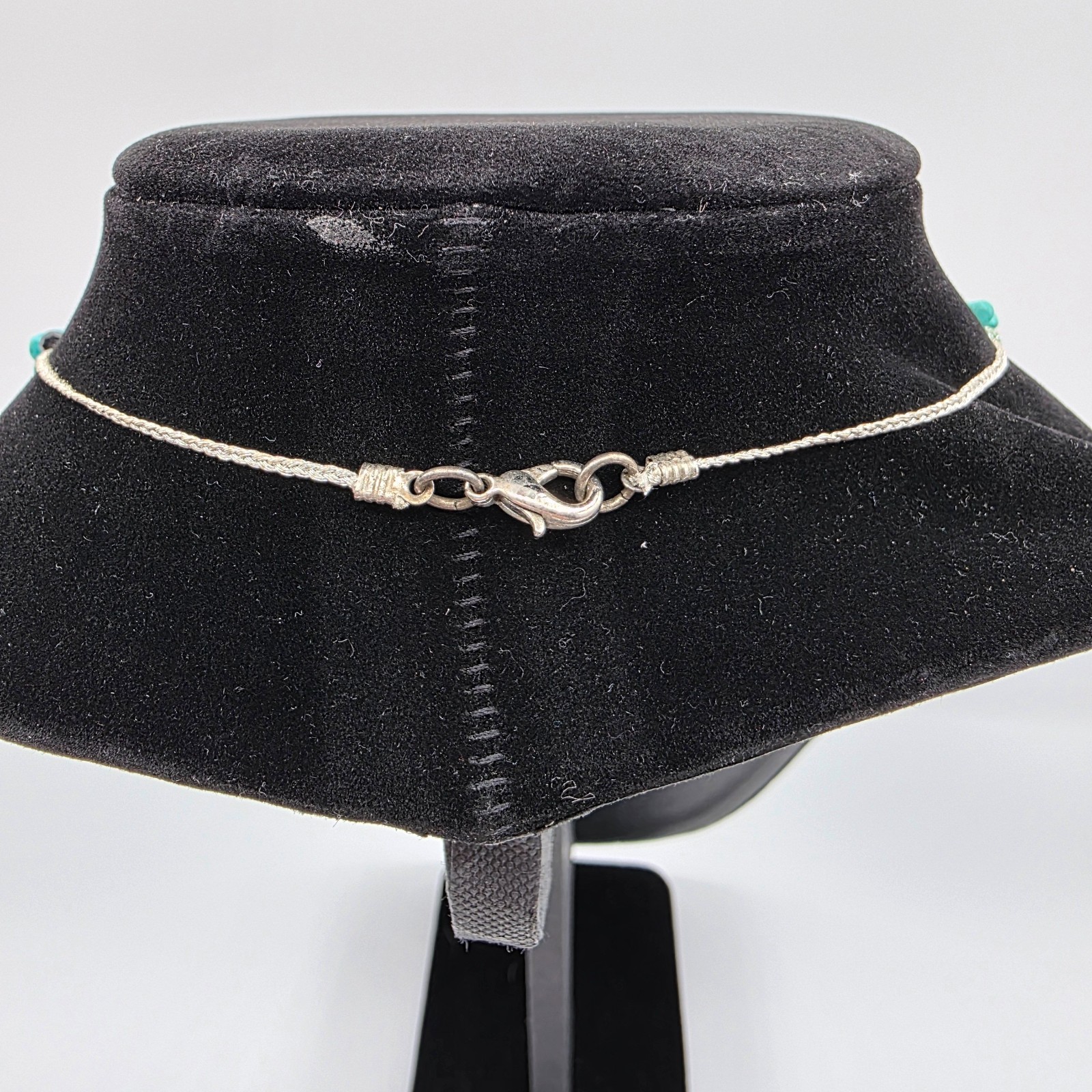 Womens Silver Tone Chain Turquoise Stone Multicolor Beads Summer Tropical 16″