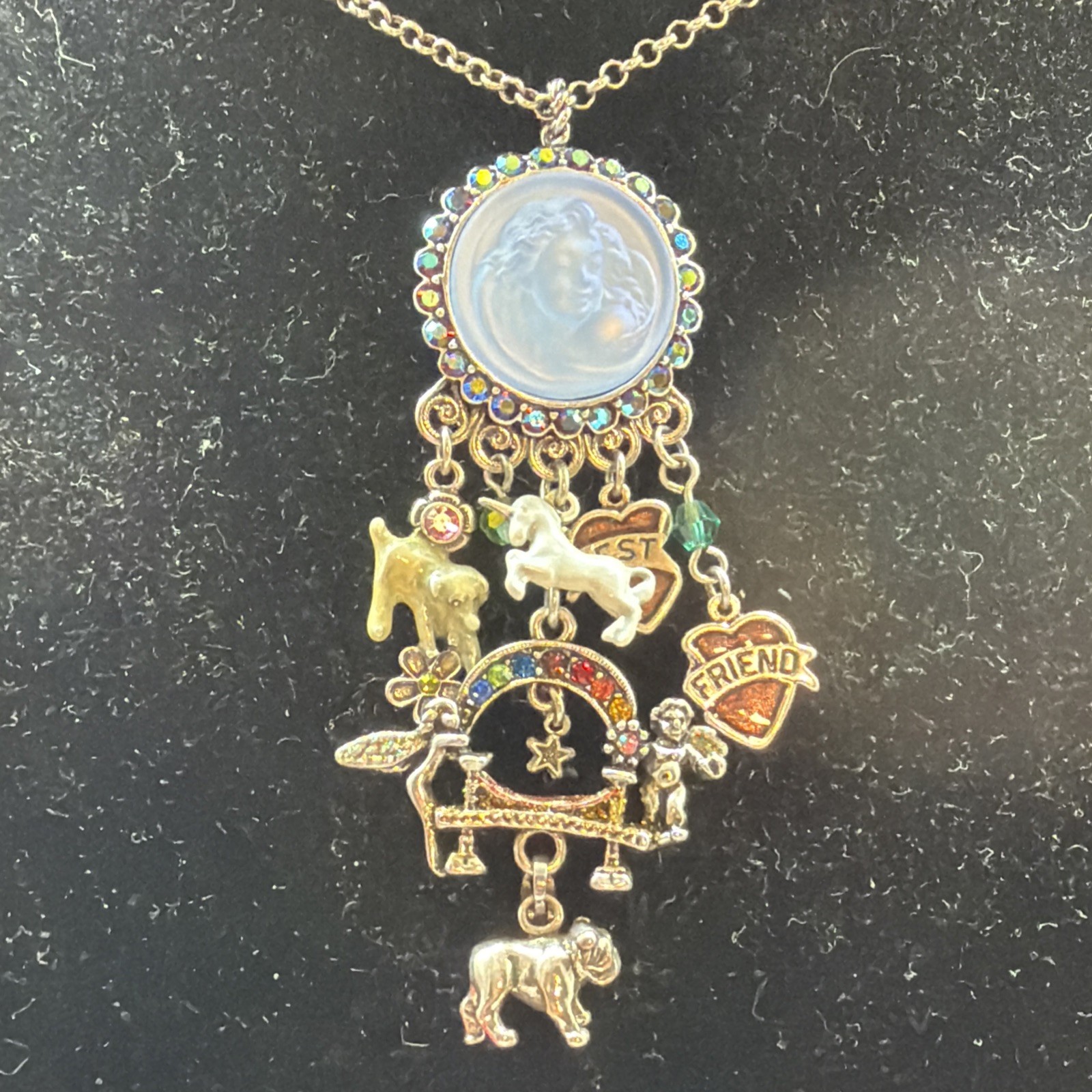 BEAUTIFUL Kirk’s Folly Rainbow Bridge Dream Angel Drop Necklace W/Box! 17-20”!