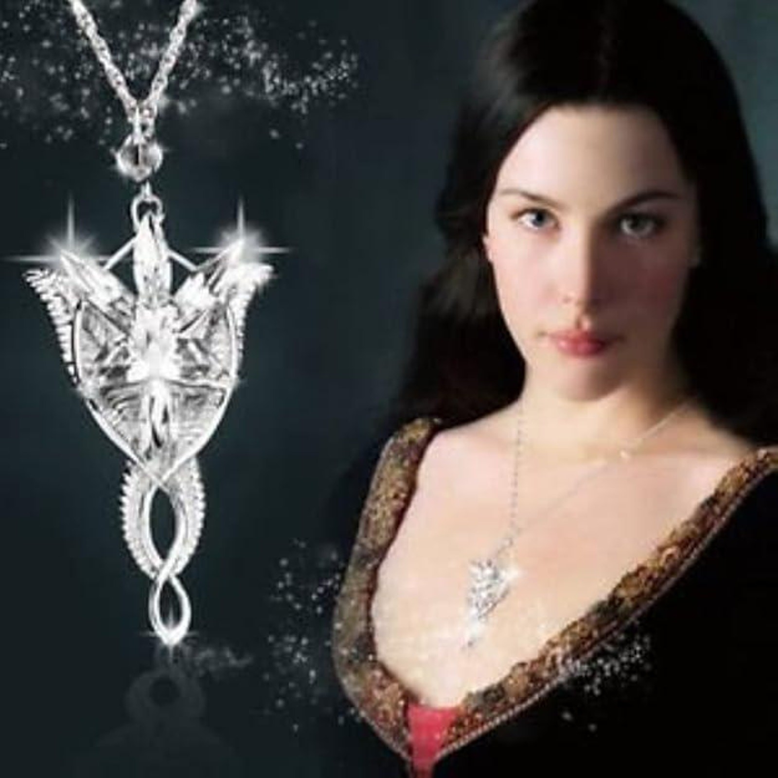 Arwen Evenstar Inspired Pendant Necklace Elven Star Silver Plated LOTR Fantasy