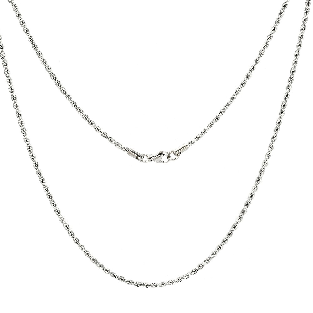Chain Necklace Stainless Steel Rope Chain Silver 23.5 in Lobster Clasp N108