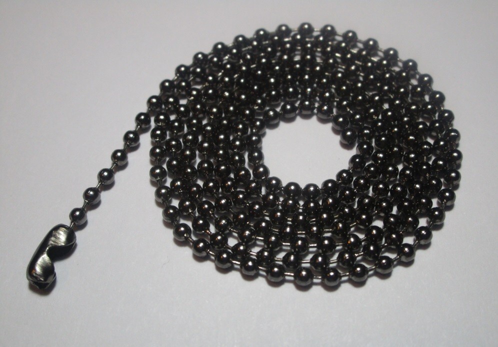 (2) 30″ Gun Metal Black Military Dog Tag Chain 2.4mm Ball Bead