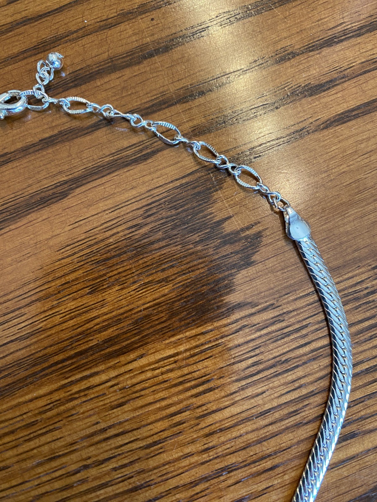 2043 Vtg Signed Roman CZ & Blue glass Silver tone necklace 18-20″