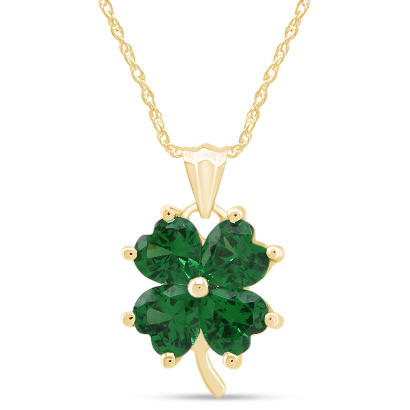 Four-Leaf Clover Pendant Necklace 18″ 14K Yellow Gold Plated Sterling Silver