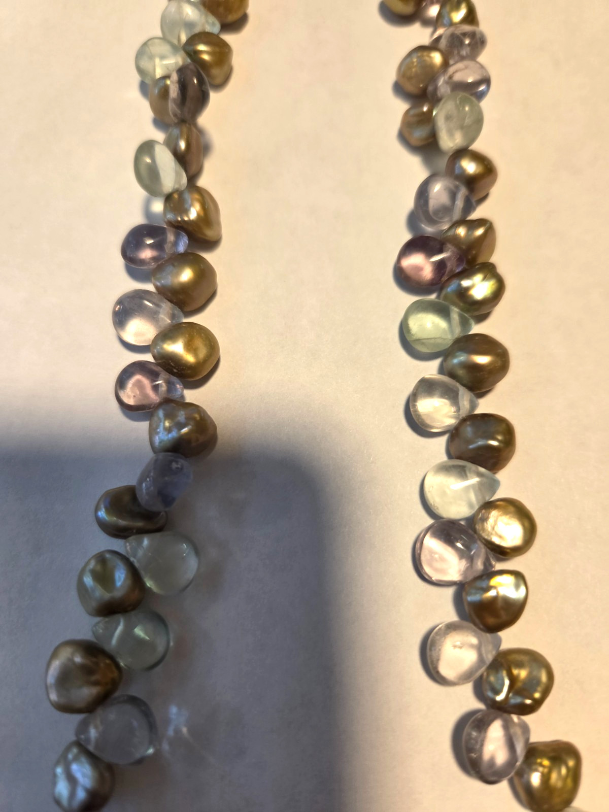 Gray/Green Crystal and Mother of Pearl Necklace