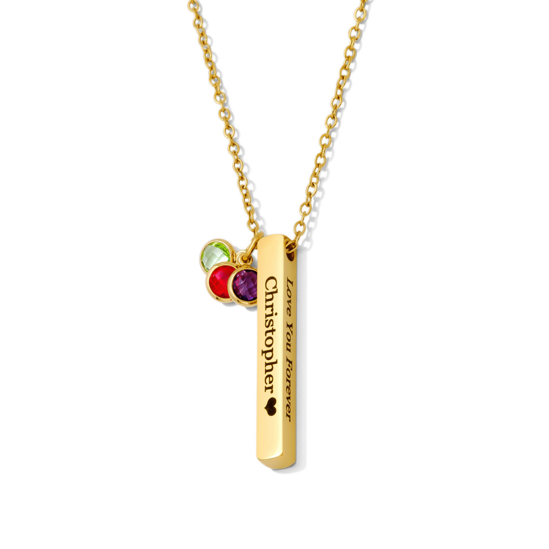 Personalized Name Engraved Bar Necklace for Women/Men