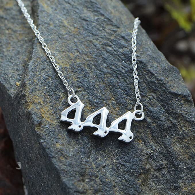 Silver 444 Angel Number Necklace, Jewelry Charms Minimalist Stainless Steel