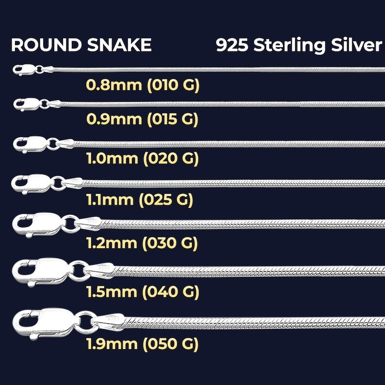 30″ S925 STAMPED Sterling Silver 1.2mm Round Snake Chain Necklace