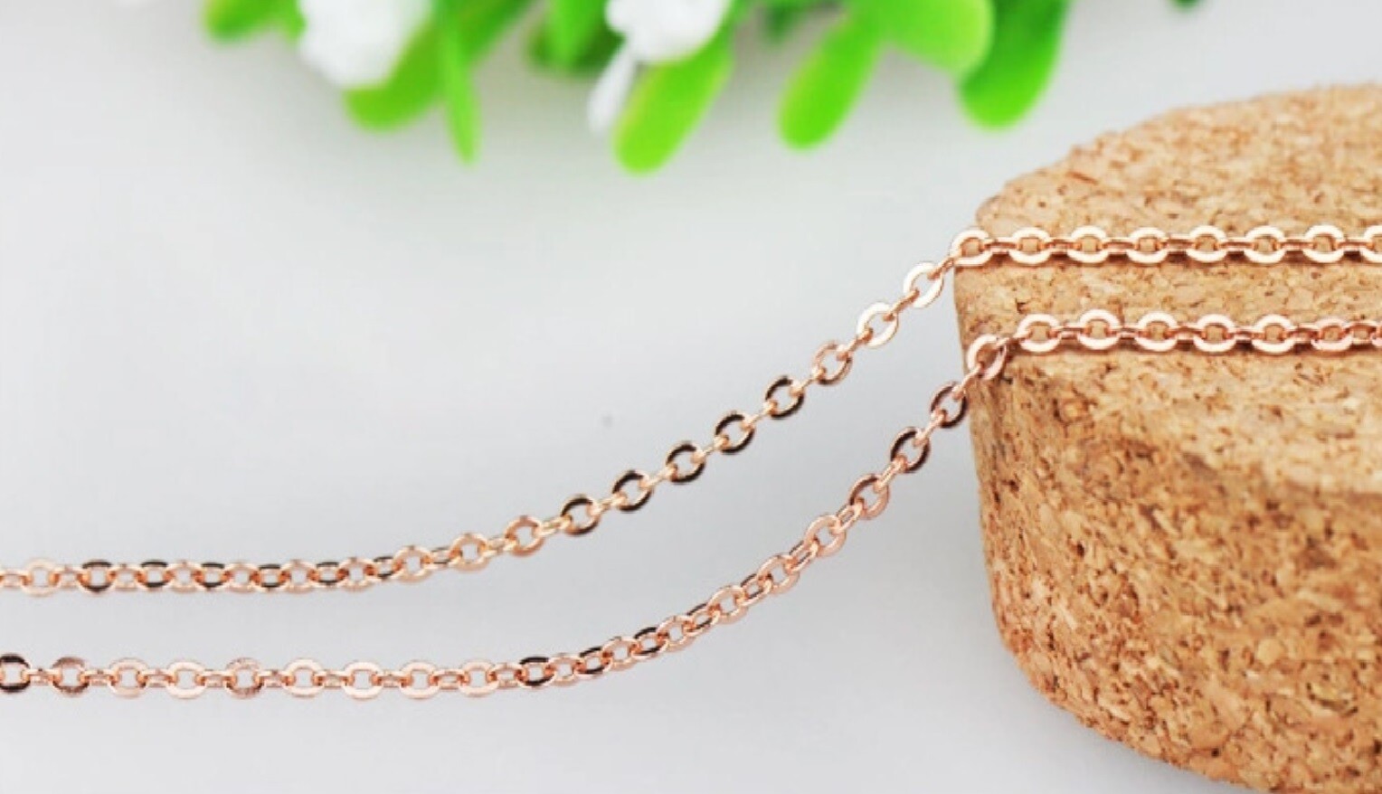 Genuine 18K Rose Gold Filled Tarnish-Free 16″/18″-24″ Cable Chain Necklace H146R