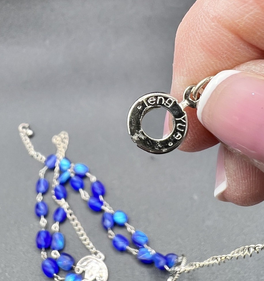 Teng Yue 3 Strand, Blue Moon Face Necklace, 23”