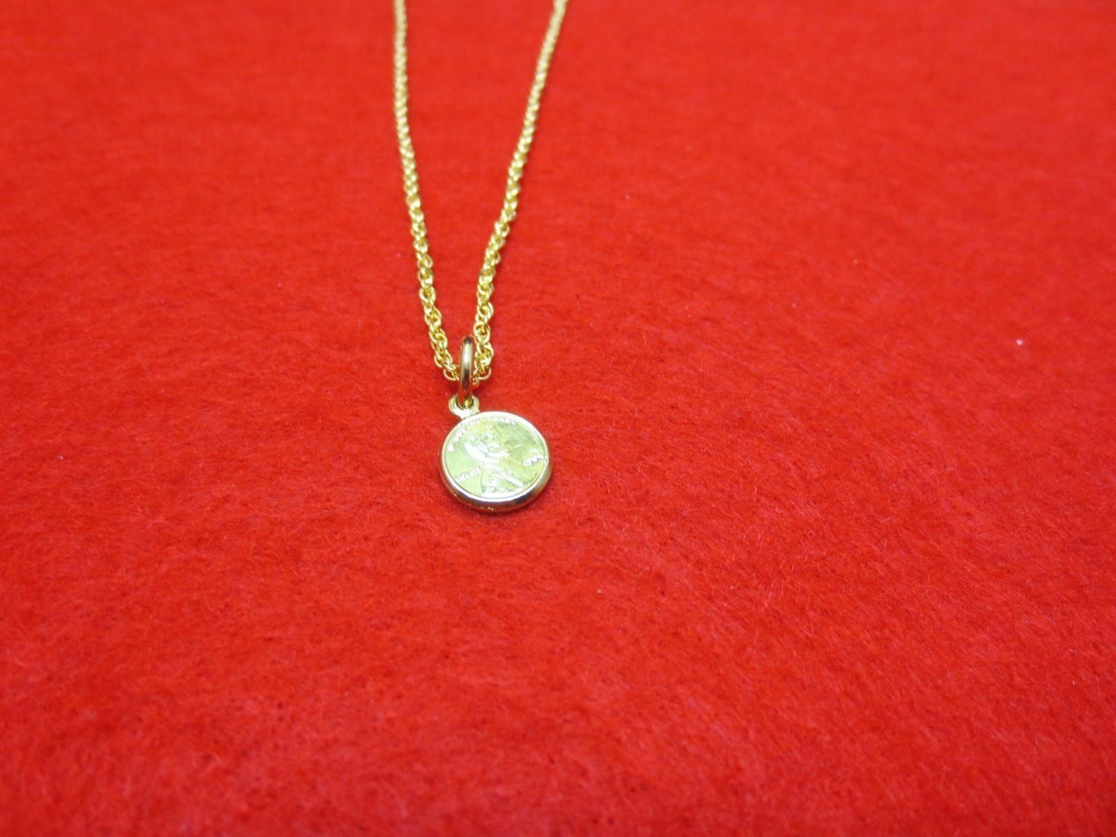 14 KT GOLD EP SNAKE CHAIN & MINI LUCKY PENNY USA SELLER-16″,18″,20″,24″,30″