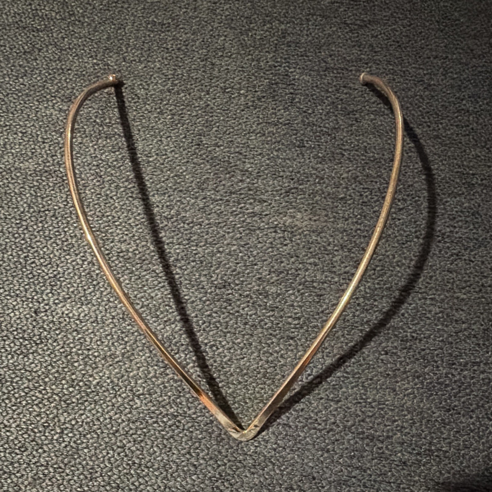 Gold Tone V Shaped Metal Necklace