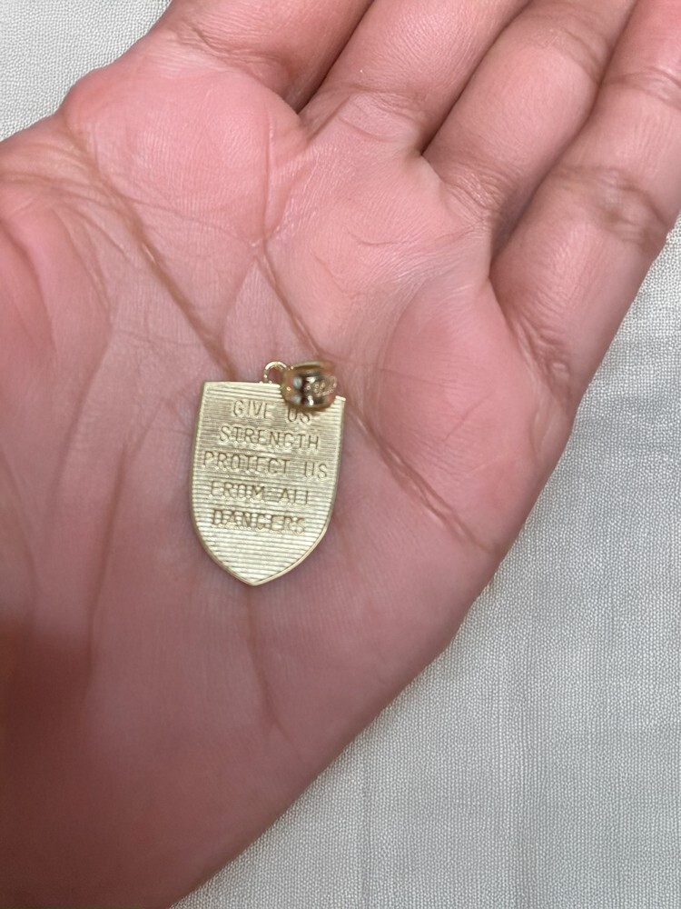 Gold St. Michael Shield Pendant Necklace | Protection Charm | 10k / 14k