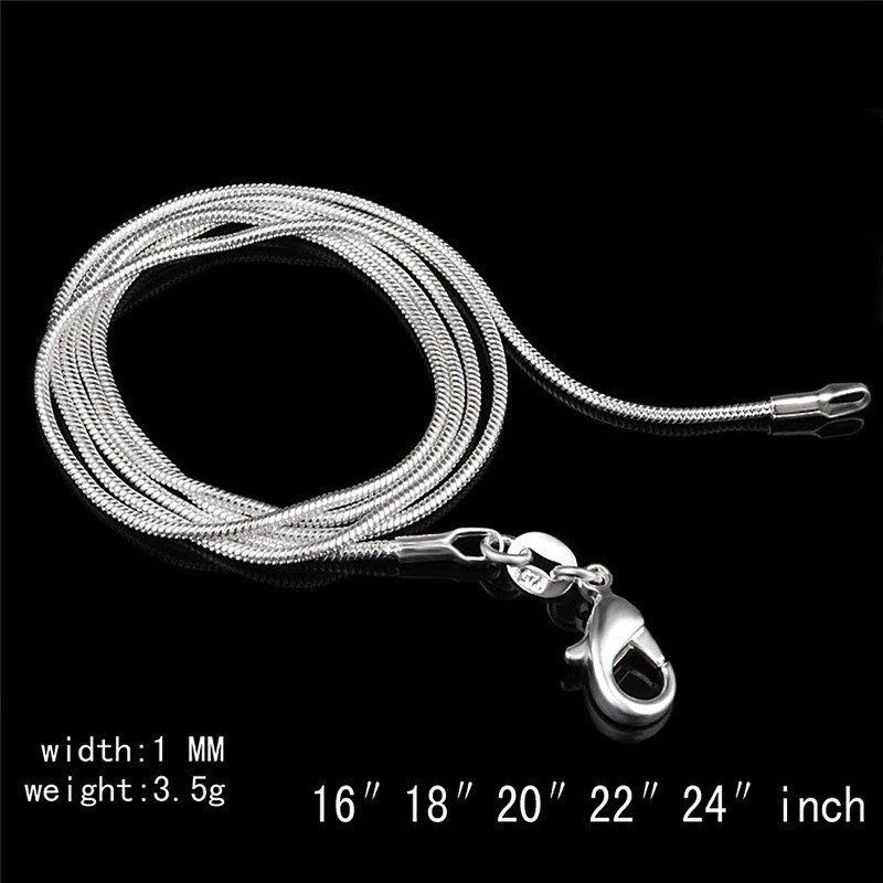 Men&Women’s 925 Sterling Silver Tarnish-Free Italian Snake Chain Necklace 16-38″